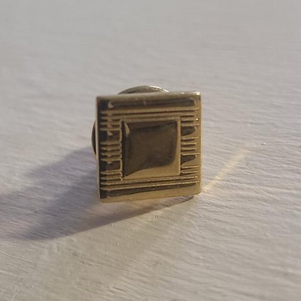 Mid Century Modern 1960's Small Gold Square Tie Tack Lapel Pin